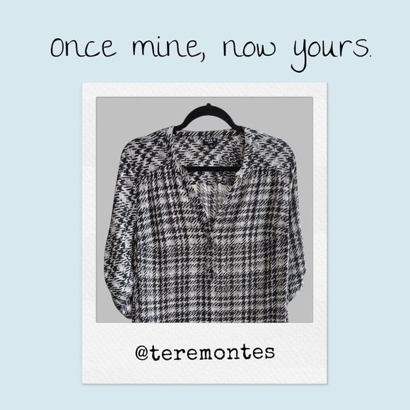 Torrid Classic Black & White Georgette Blouse – Modern Houndstooth Plaid Print - Picture 9 of 11